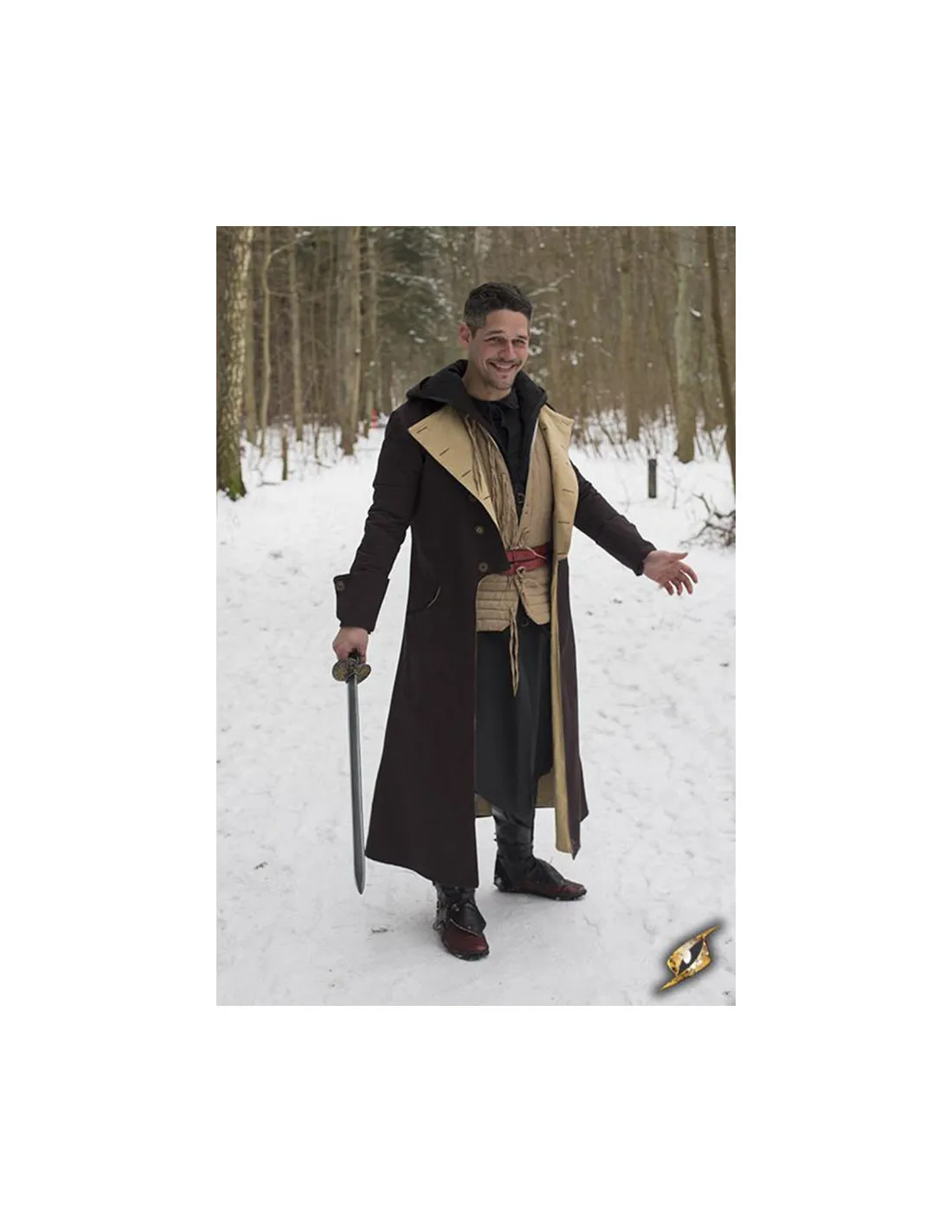 Abrigo medieval cazador Hellsing, marrón oscuro