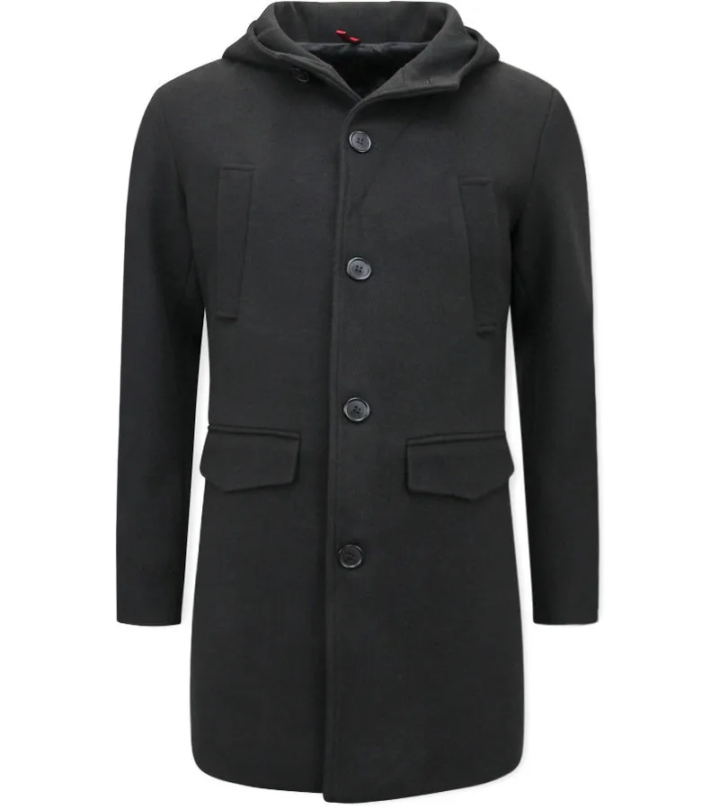 ABRIGOS CLáSICOS CON CAPUCHA PARA HOMBRE  QQC8768  NEGRO