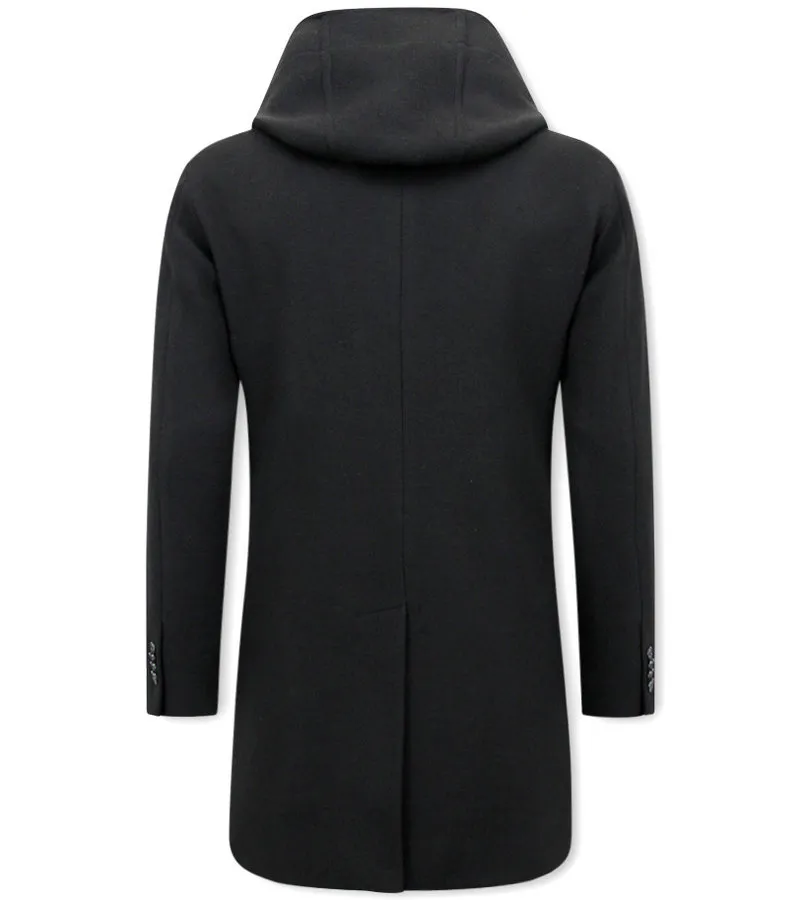 ABRIGOS CLáSICOS CON CAPUCHA PARA HOMBRE  QQC8768  NEGRO