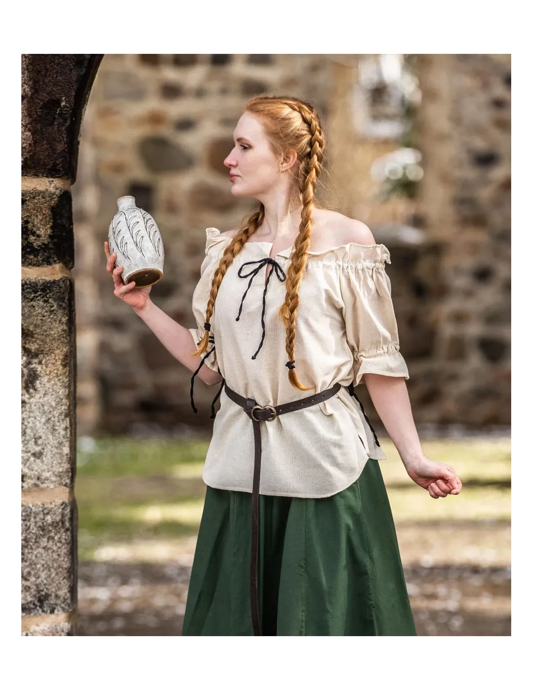 Blusa medieval modelo Amelia, blanco natural