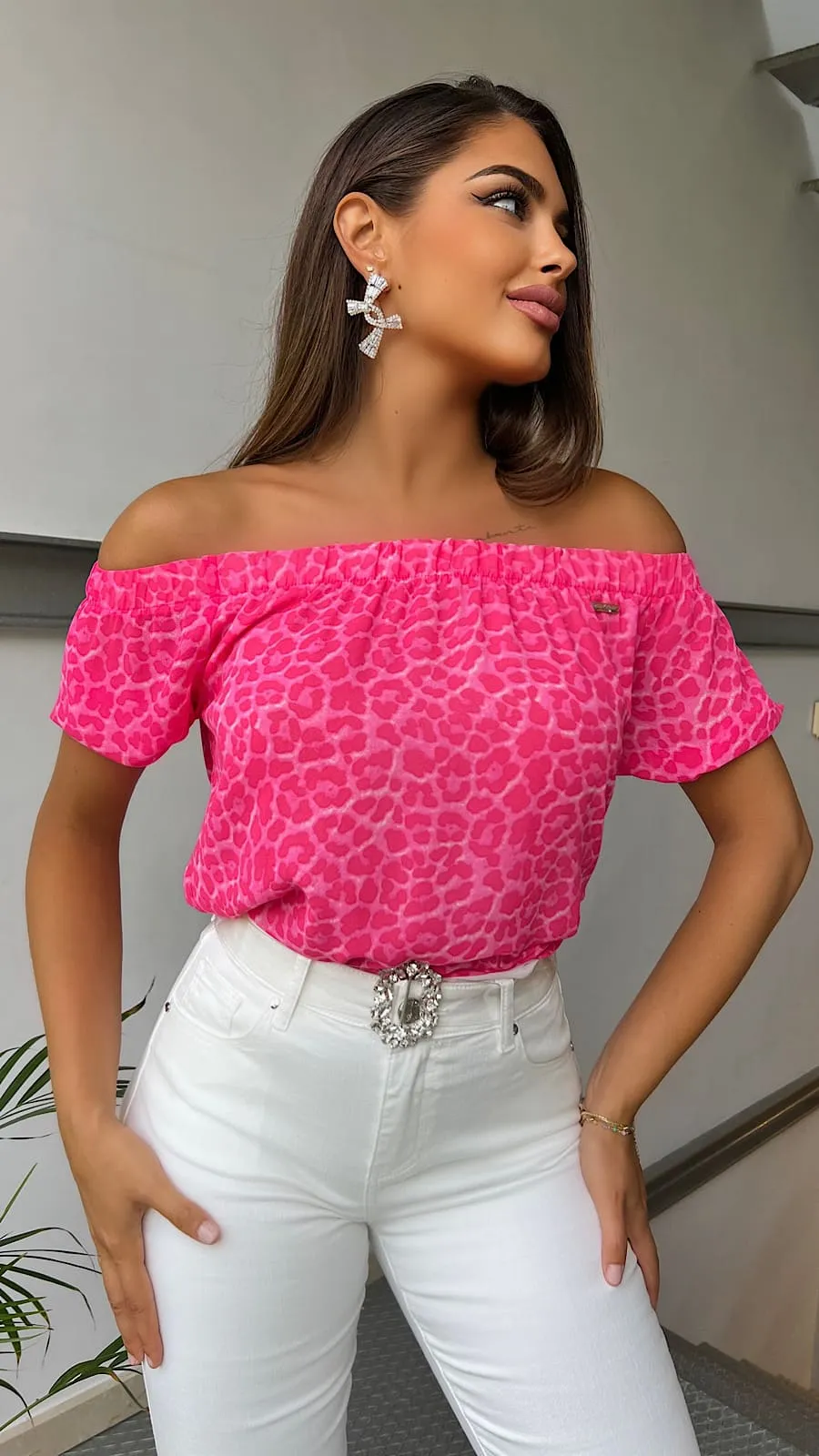 Blusa Rosa Hombros Descubiertos