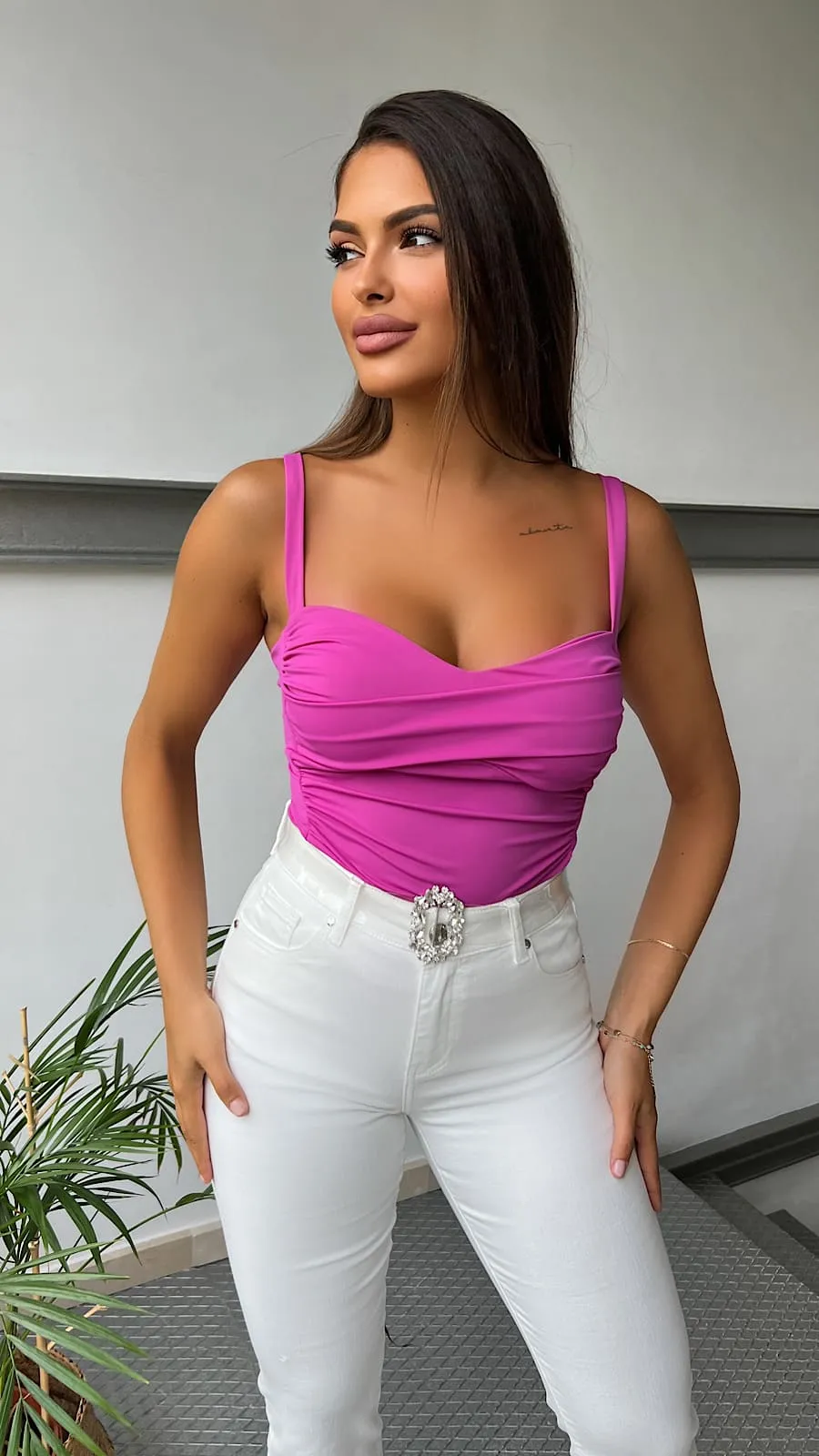 Body Drapeado Rosa