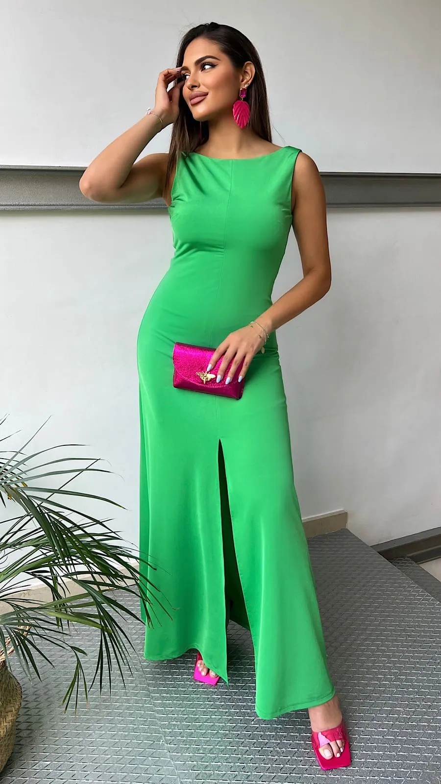 Bolso Fucsia Detalle Broche