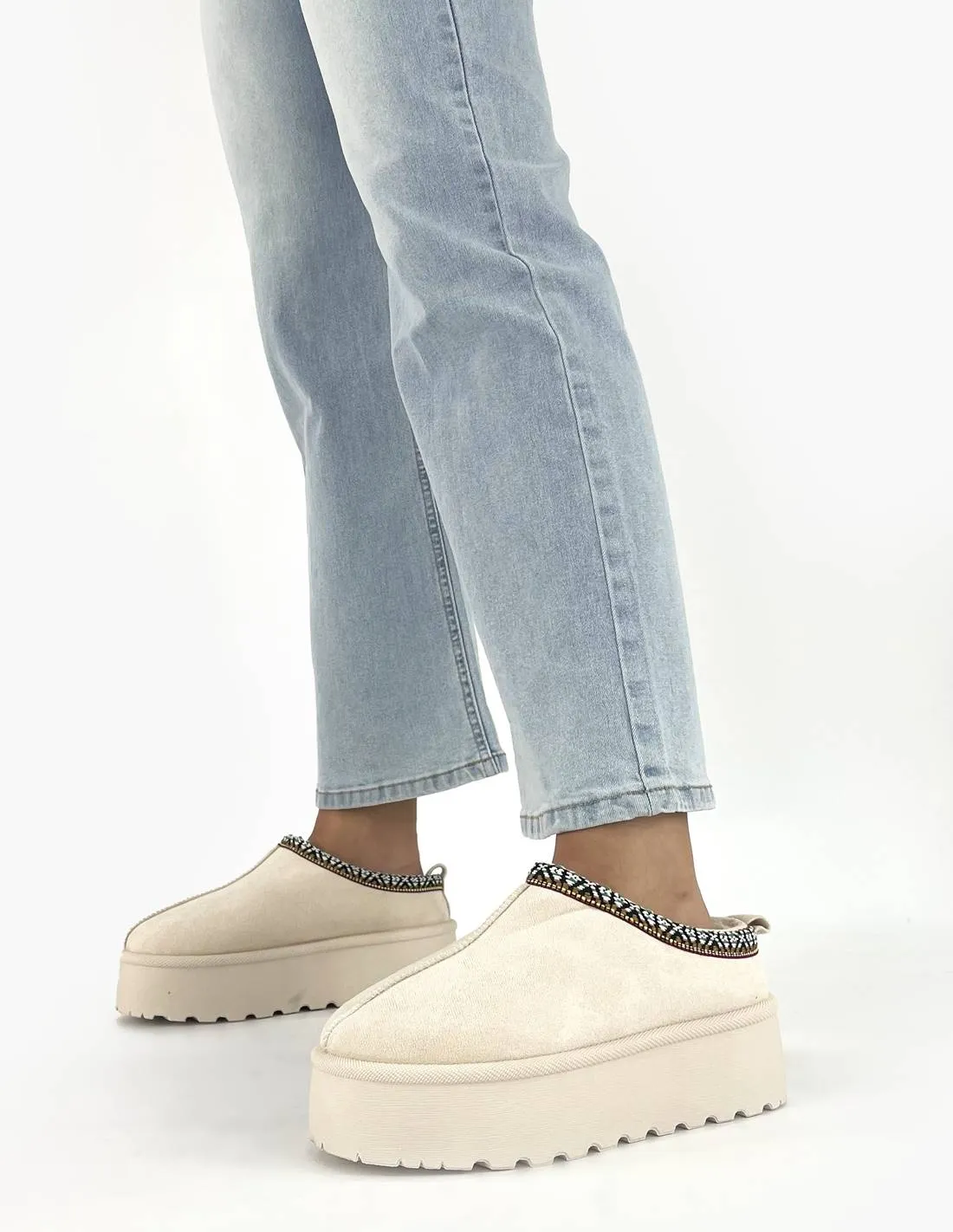 Bota baja plataforma beige | Australiana