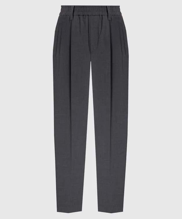 Brunello Cucinelli Gray pants with monil chain