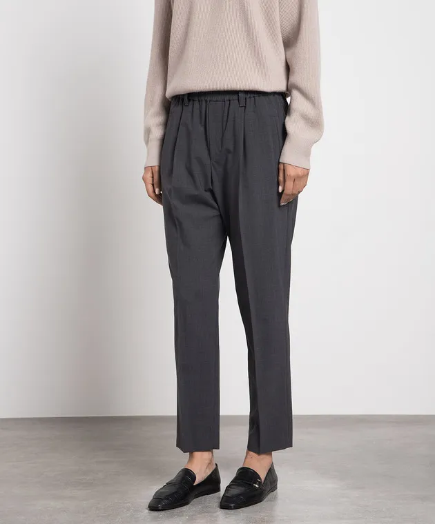 Brunello Cucinelli Gray pants with monil chain