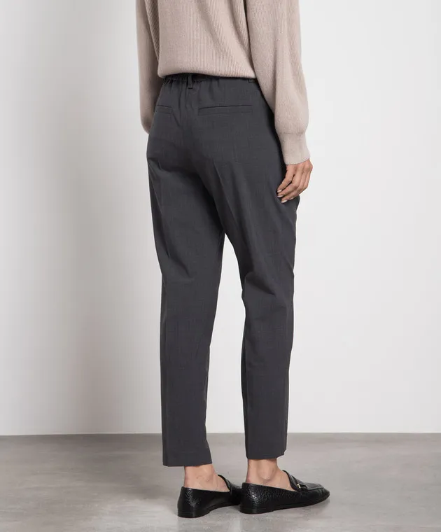 Brunello Cucinelli Gray pants with monil chain
