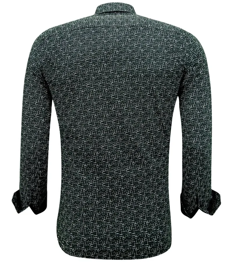 CAMISA CASUAL HOMBRE MANGA LARGA CON ESTAMPADO  3143  NEGRO