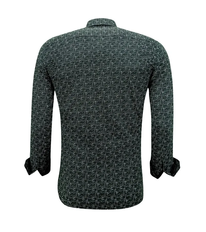 CAMISA CASUAL HOMBRE MANGA LARGA CON ESTAMPADO  3143  NEGRO
