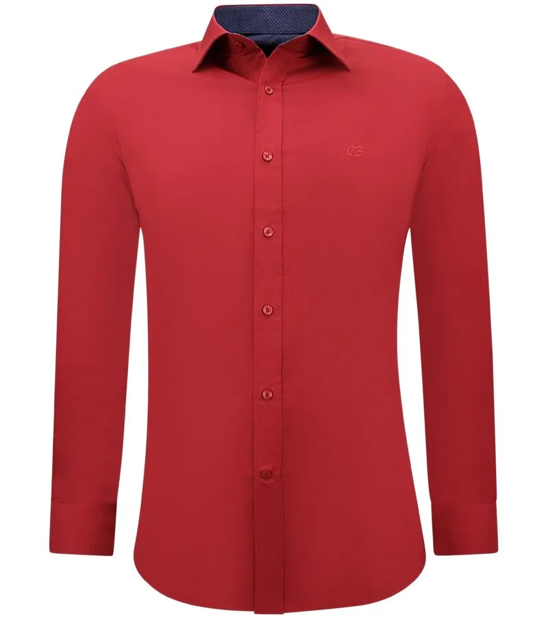 CAMISA DE ALGODóN SLIM FIT STRETCH PARA HOMBRE ROJA