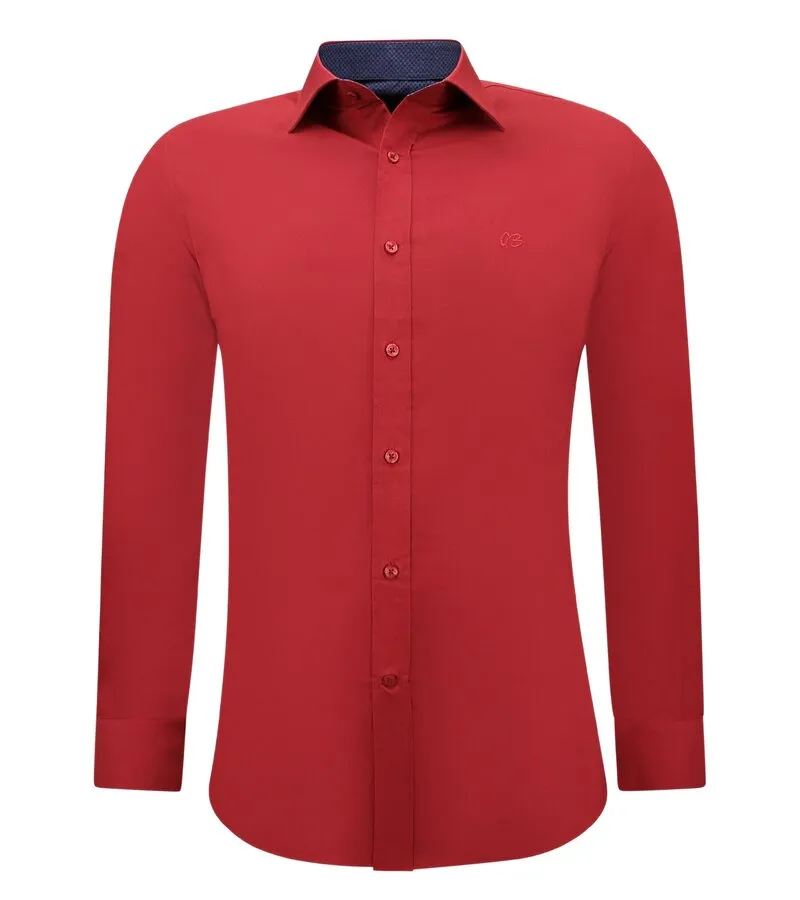 CAMISA DE ALGODóN SLIM FIT STRETCH PARA HOMBRE ROJA