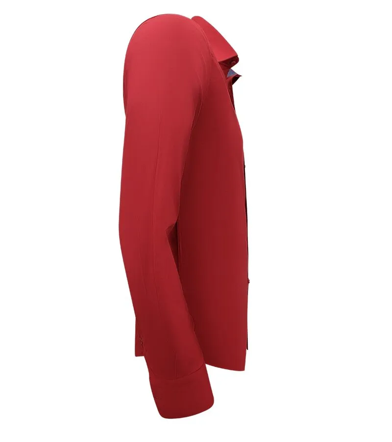 CAMISA DE ALGODóN SLIM FIT STRETCH PARA HOMBRE ROJA