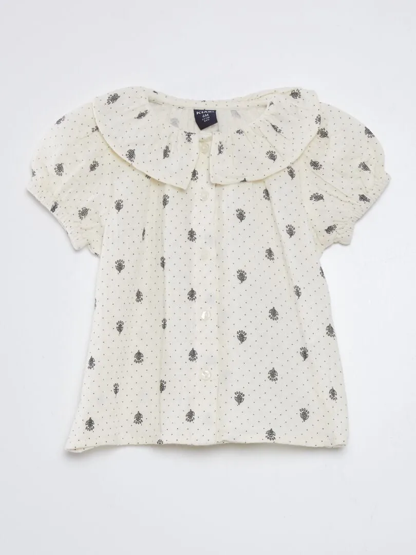 CAMISA DE DOBLE GASA DE ALGODóN  BLANCO
