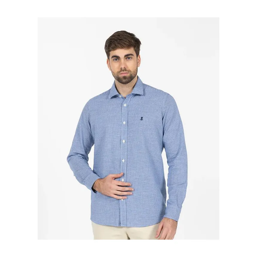 Camisa El Pulpo Pata De Gallo Lino Para Hombre