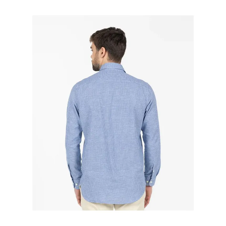 Camisa El Pulpo Pata De Gallo Lino Para Hombre