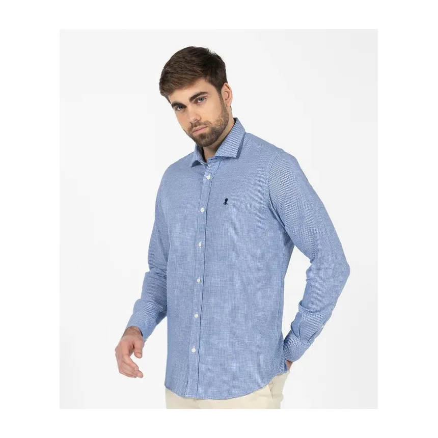 Camisa El Pulpo Pata De Gallo Lino Para Hombre