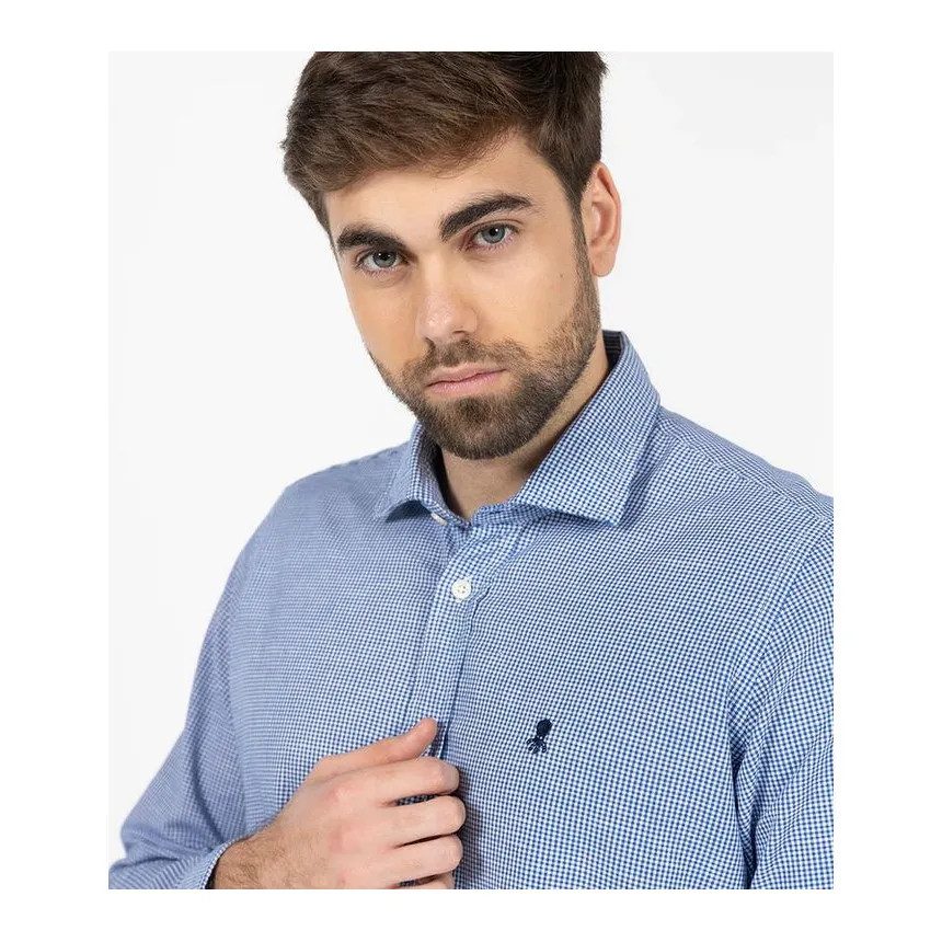 Camisa El Pulpo Pata De Gallo Lino Para Hombre