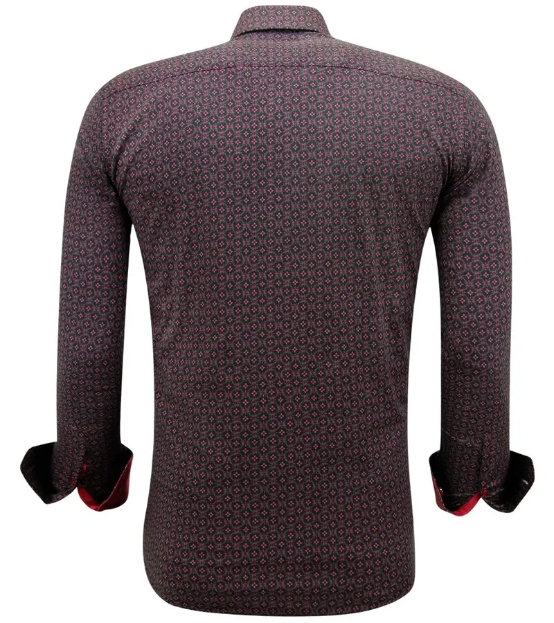 CAMISA ESTAMPADA HOMBRE MANGA LARGA SLIM FIT  3137  ROJA