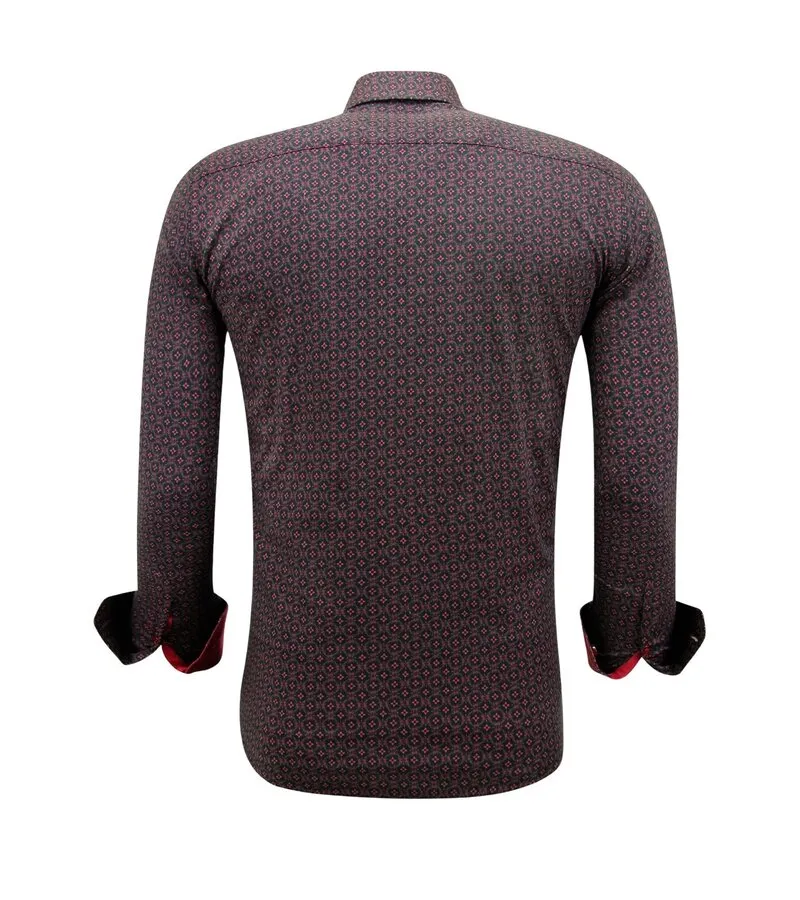 CAMISA ESTAMPADA HOMBRE MANGA LARGA SLIM FIT  3137  ROJA