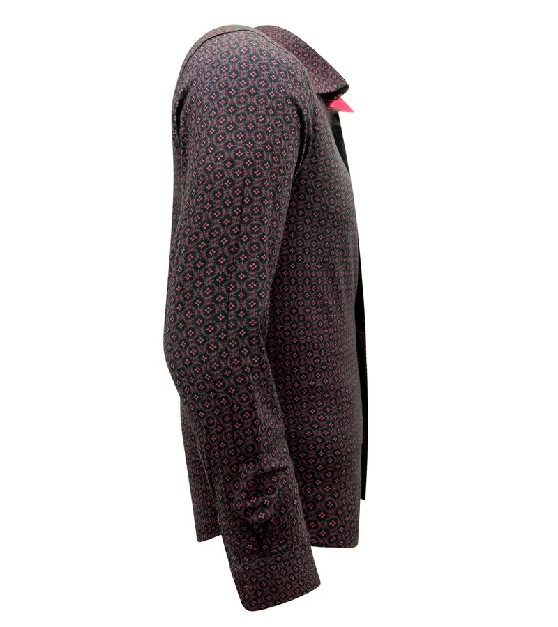 CAMISA ESTAMPADA HOMBRE MANGA LARGA SLIM FIT  3137  ROJA