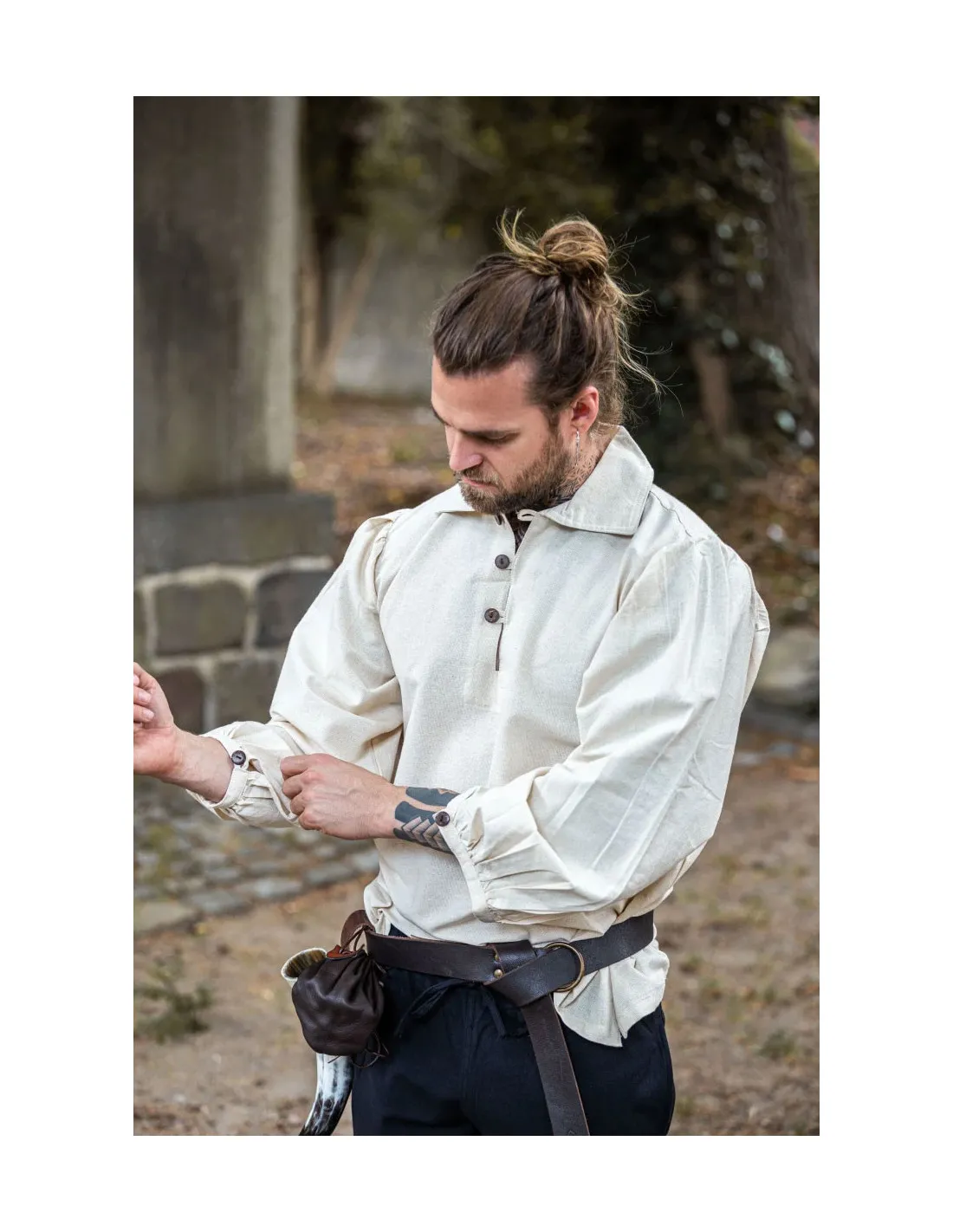 Camisa medieval modelo Ferdinand, blanco natural