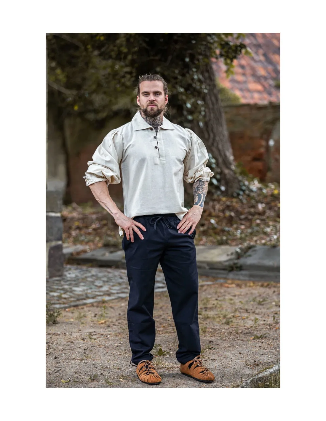 Camisa medieval modelo Ferdinand, blanco natural