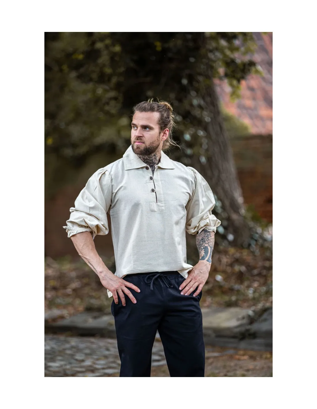 Camisa medieval modelo Ferdinand, blanco natural