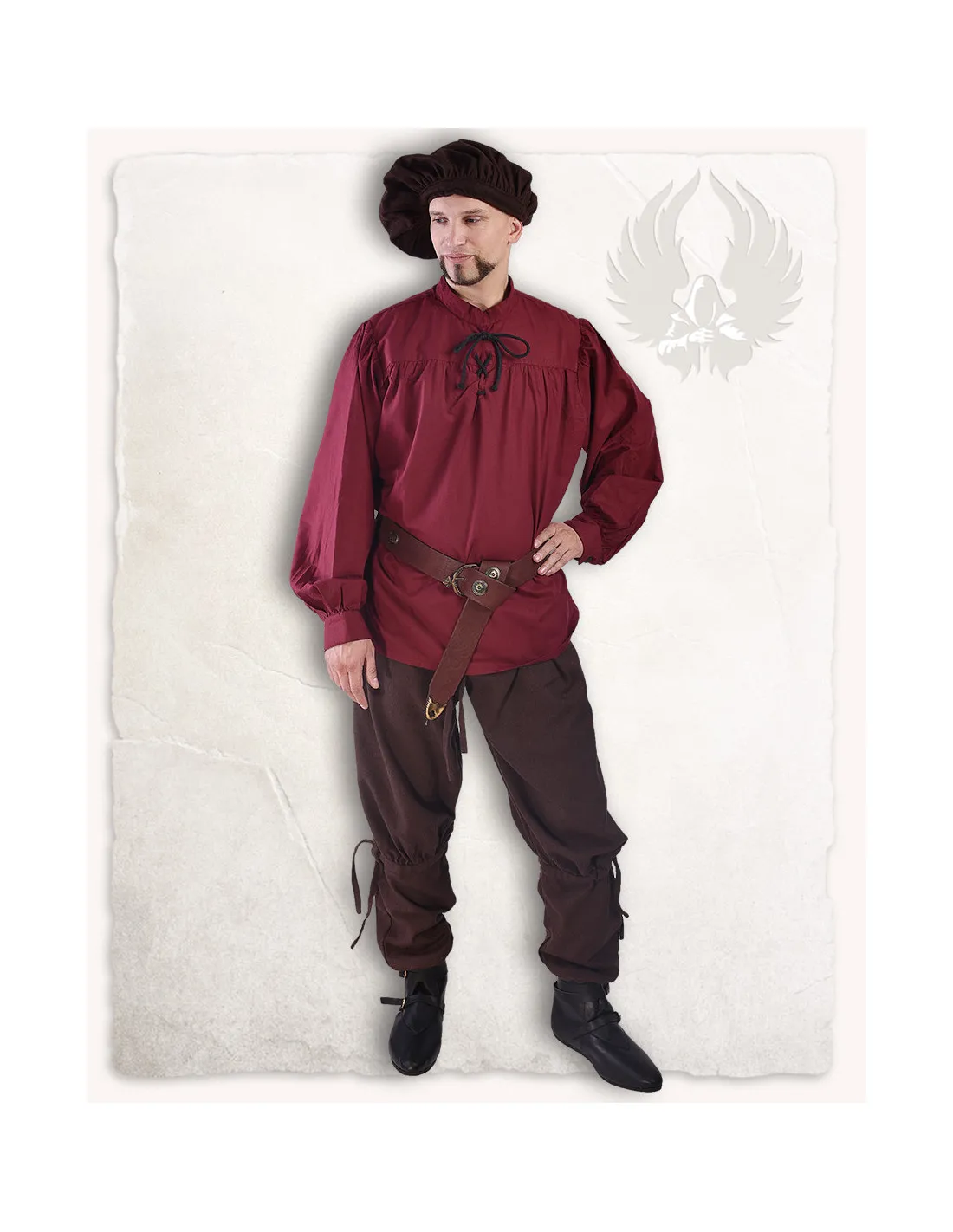 Camisa medieval Roland en Burdeos, unisex