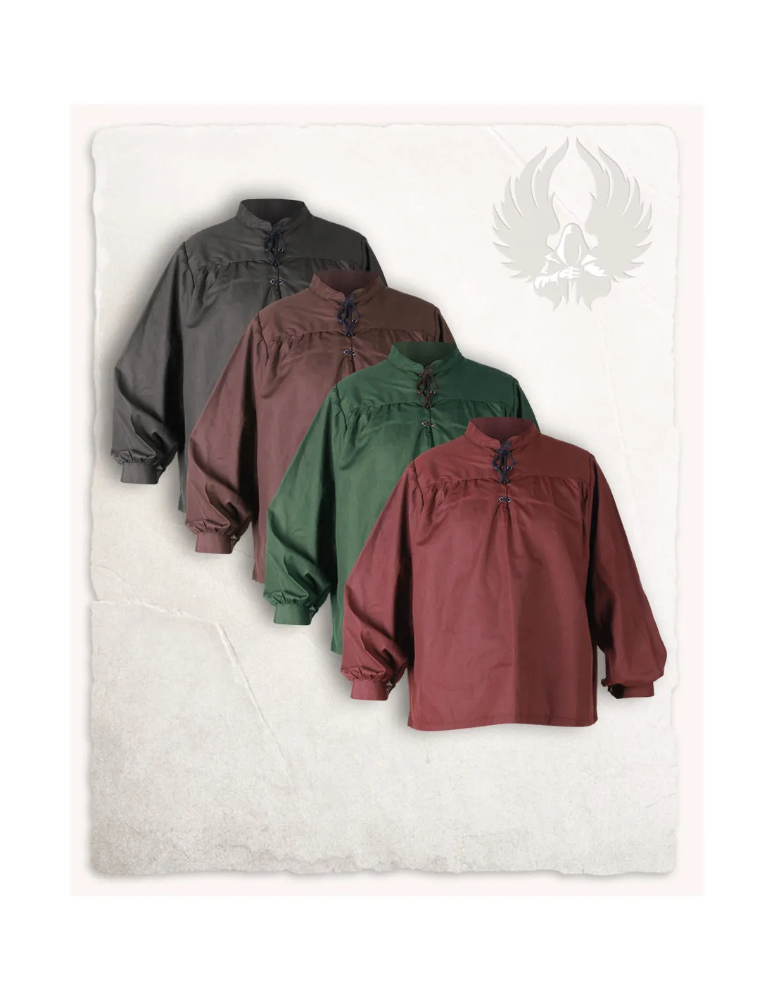 Camisa medieval Roland en Burdeos, unisex