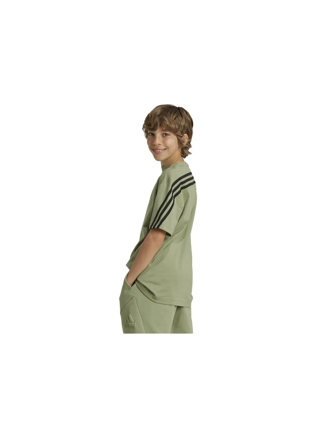 Camiseta adidas Future Icons 3 Stripes Infantil Verde