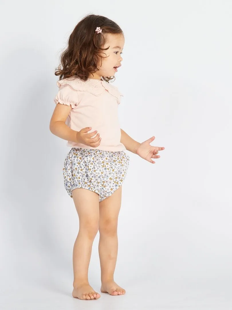 CAMISETA CON CUELLO BEBé  ROSA