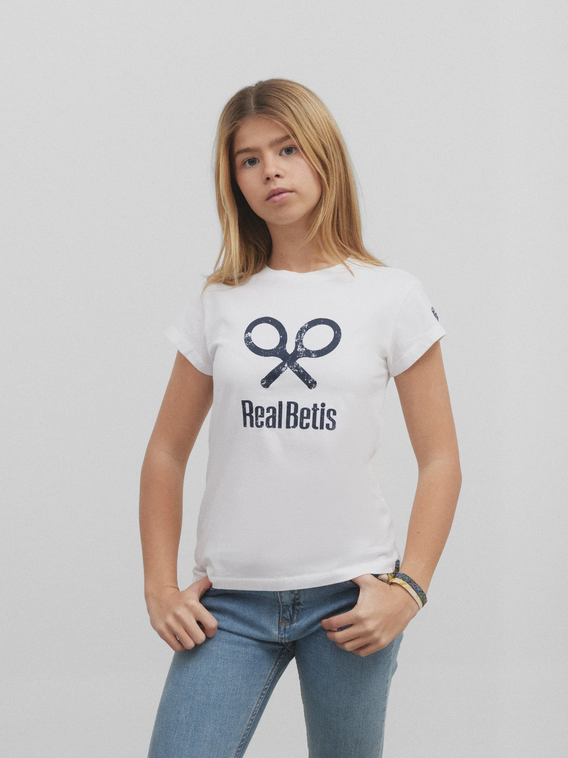 Camiseta girl raqueta real betis blanca