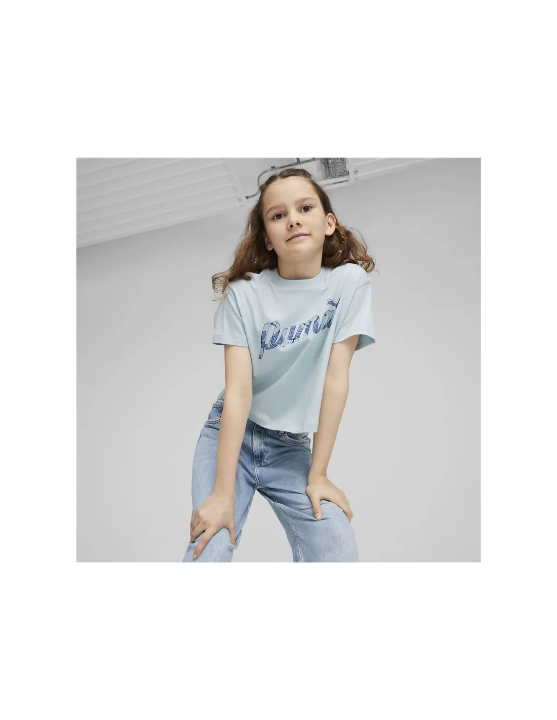 Camiseta Puma Essentials+ Blossom Turquesa Infantil