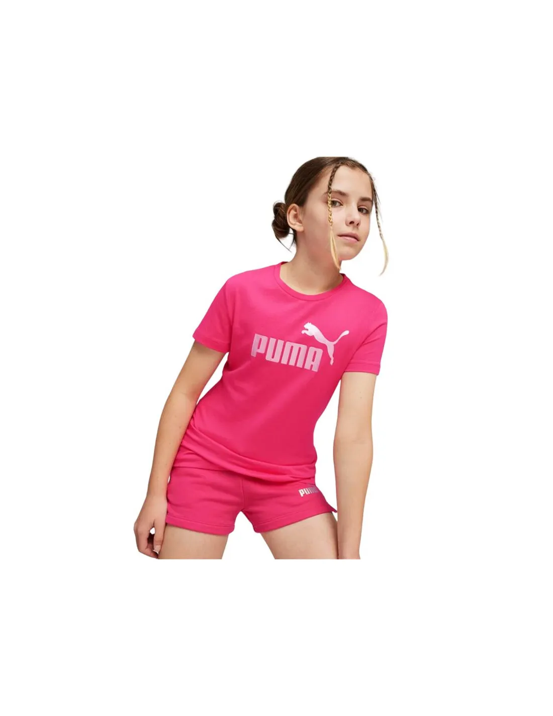 Camiseta Puma Essentials+ Infantil Rosa