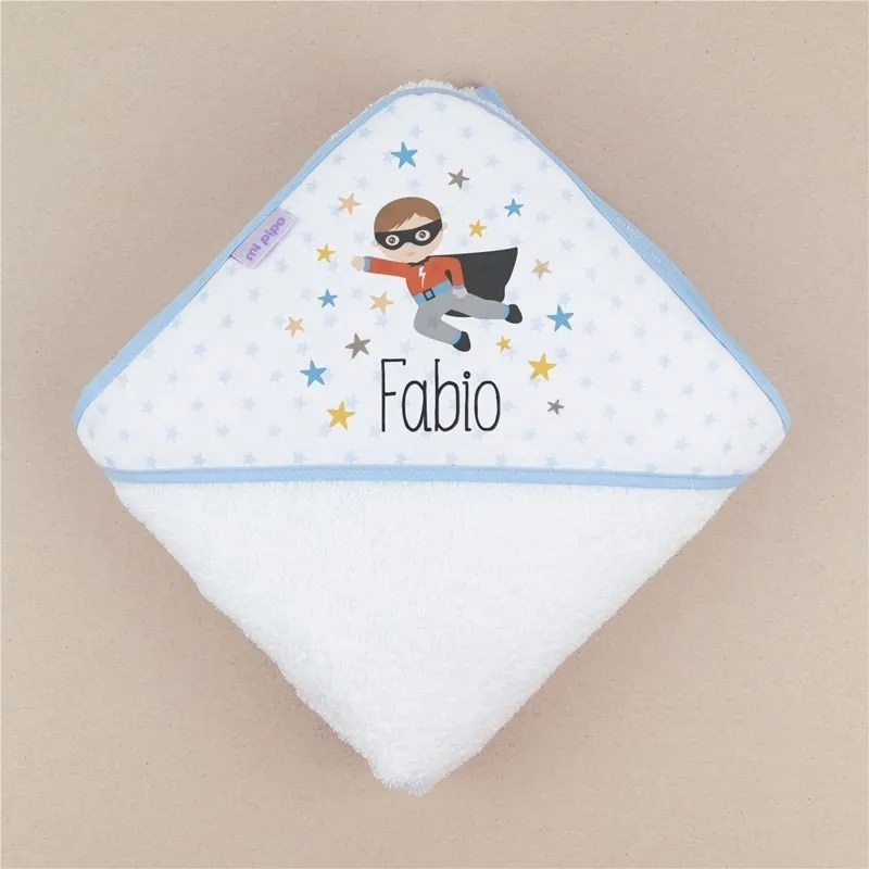 Capa de baño bebé Superhéroe personalizada