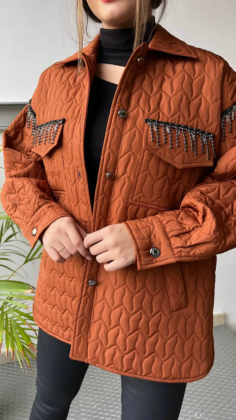 Chaqueta Teja Detalle Strass