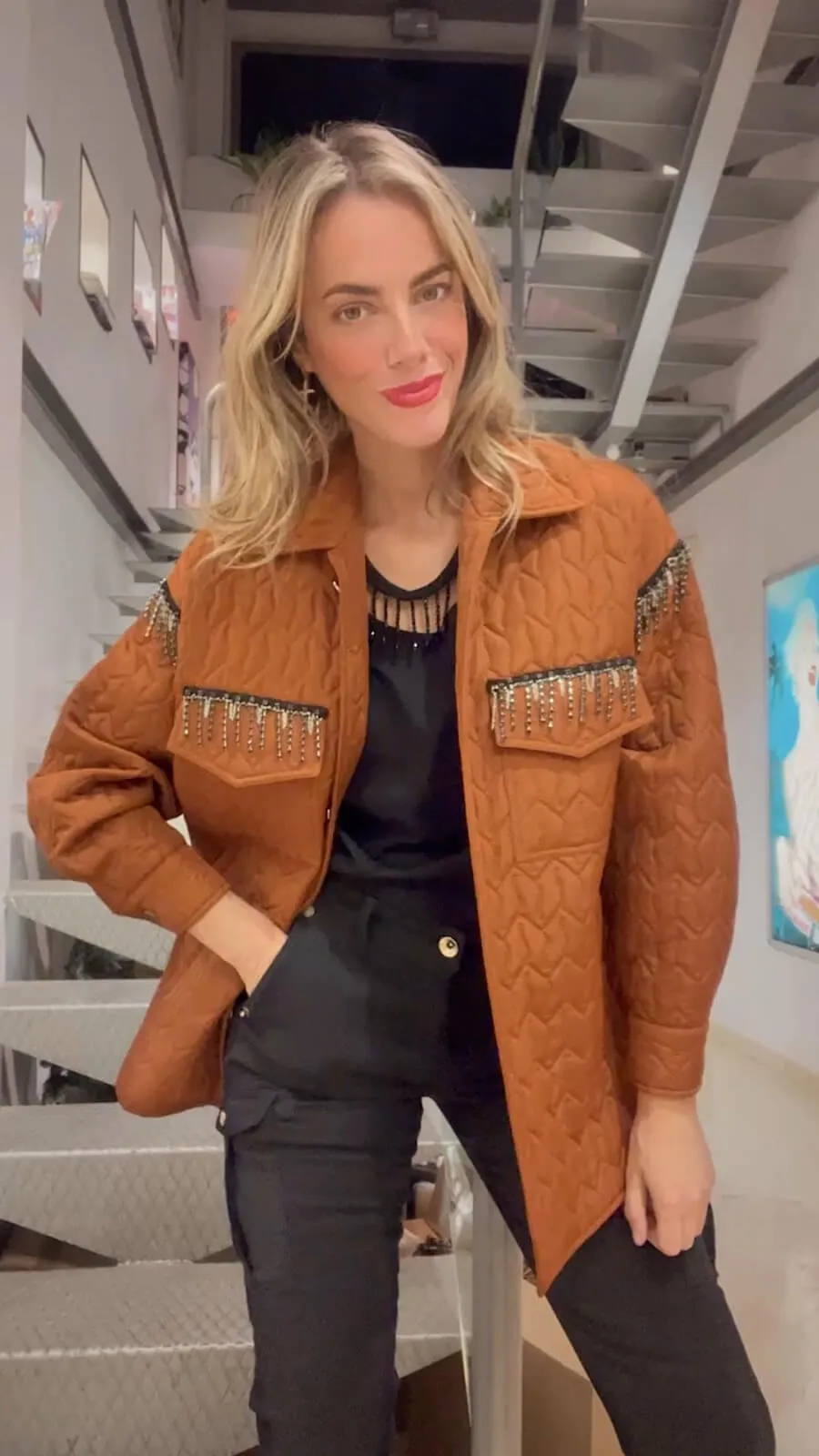 Chaqueta Teja Detalle Strass