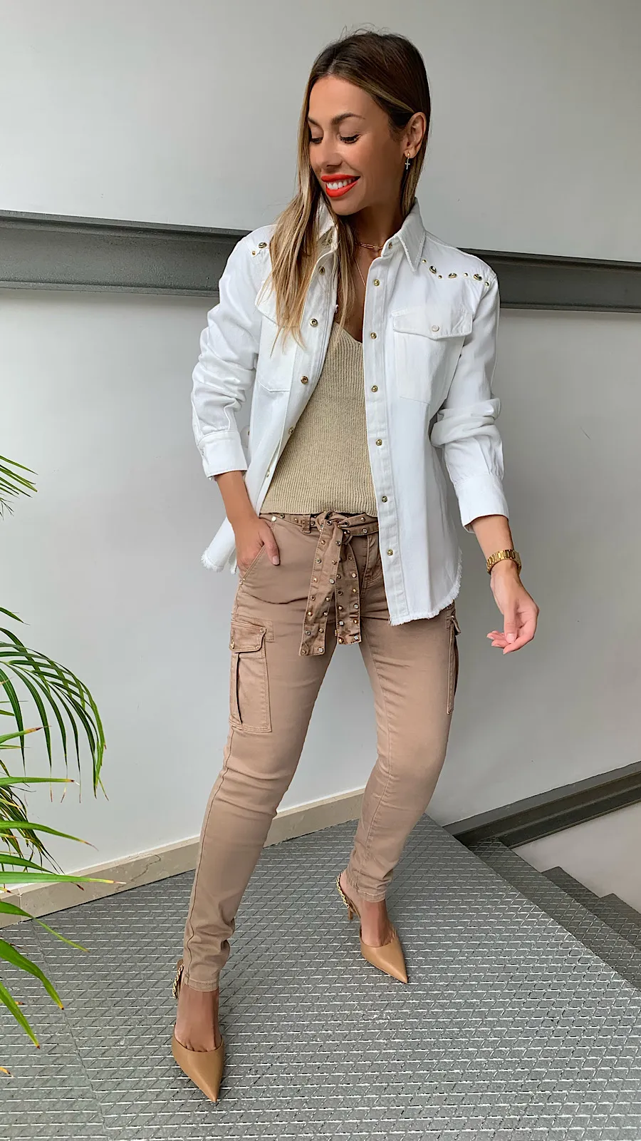 Chaqueta Vaquera Blanca Detalles Joya