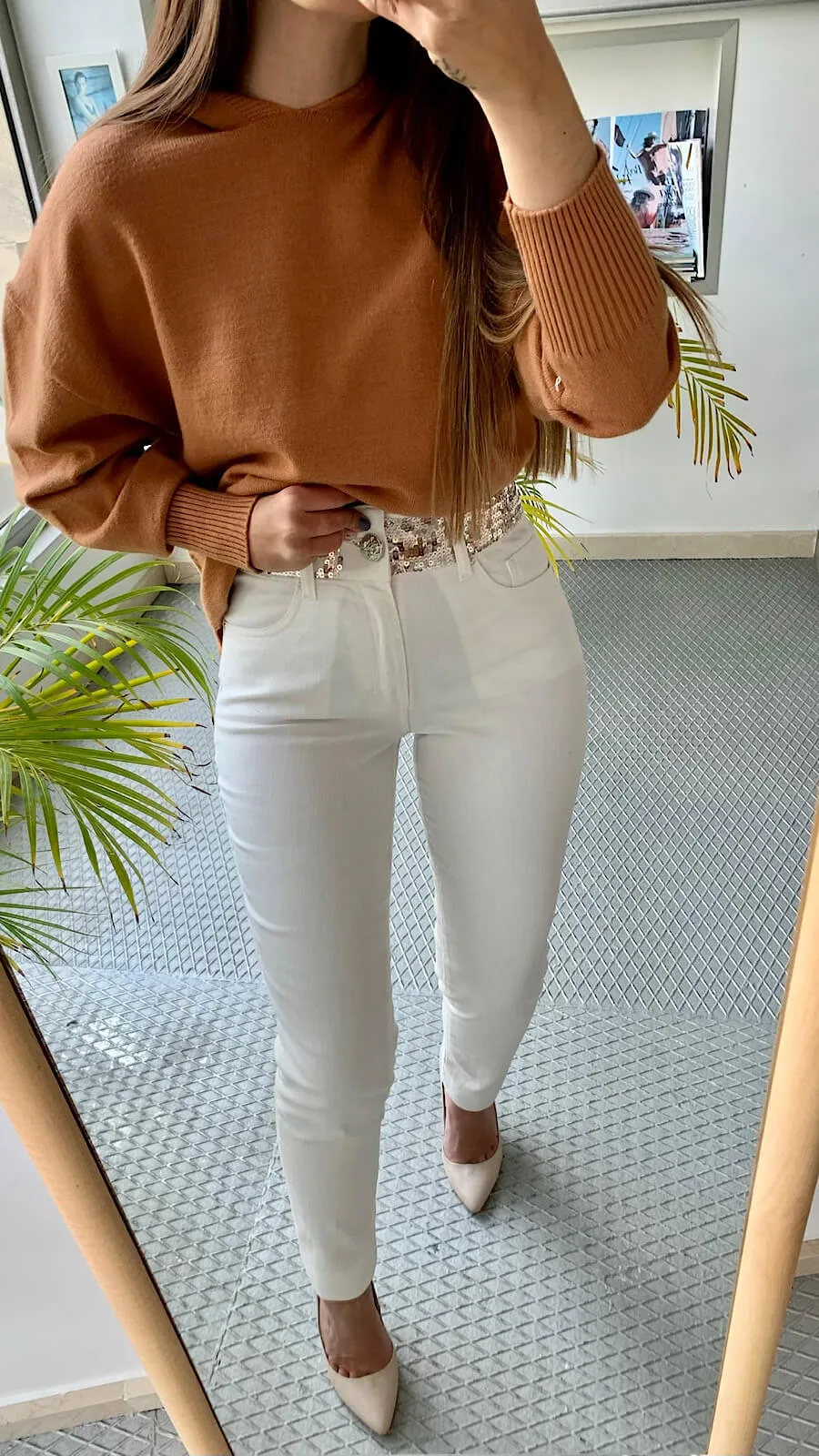 Chaqueta Vaquera Blanca Detalles Joya