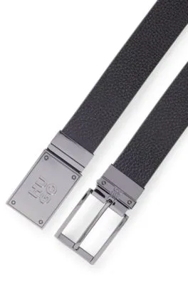Cinturón reversible de piel italiana y hebillas con placa y aguja