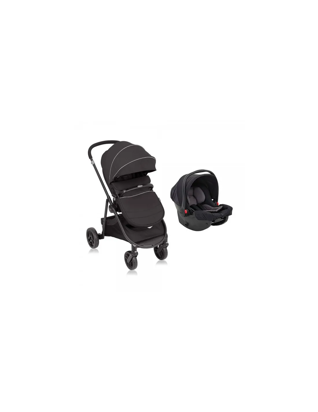 Coche de bebé tres piezas Transform 2 en 1 negro de Baby Graco