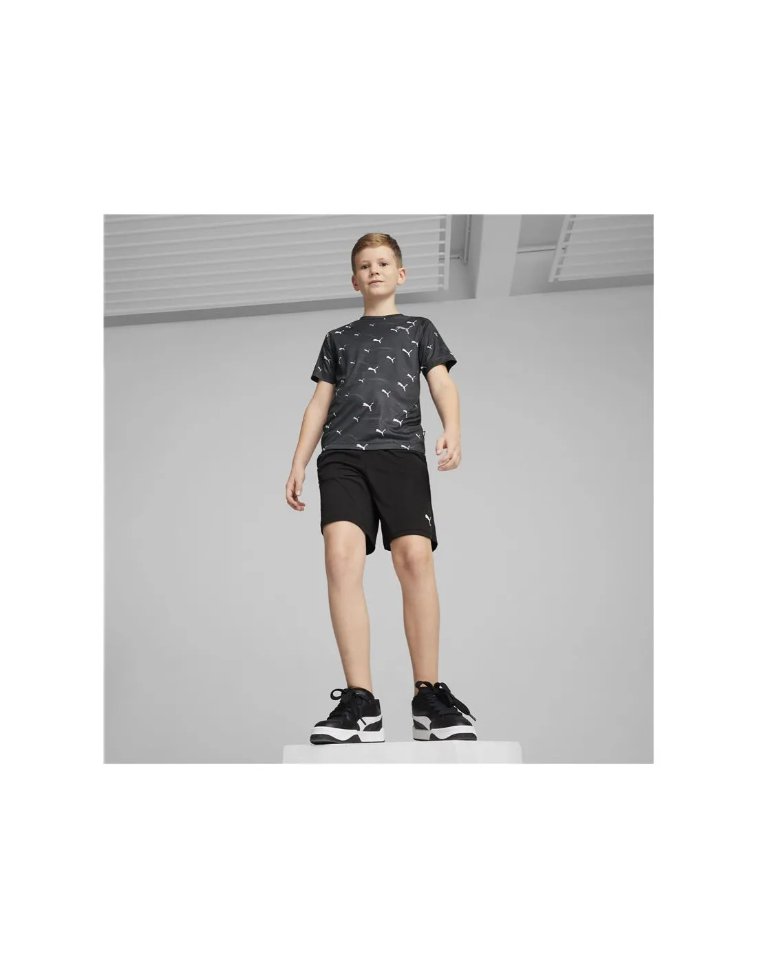 Conjunto Puma Active Ports AOP Negro Infantil