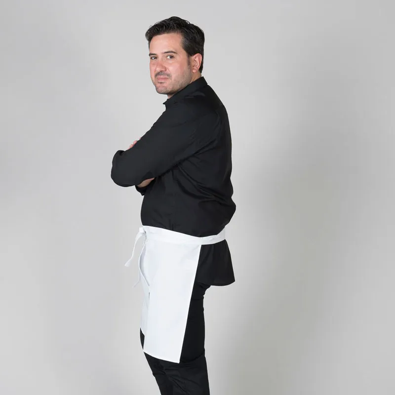 DELANTAL DE CINTURA DE SARGA BLANCO CON BOLSILLOS  GARY'S