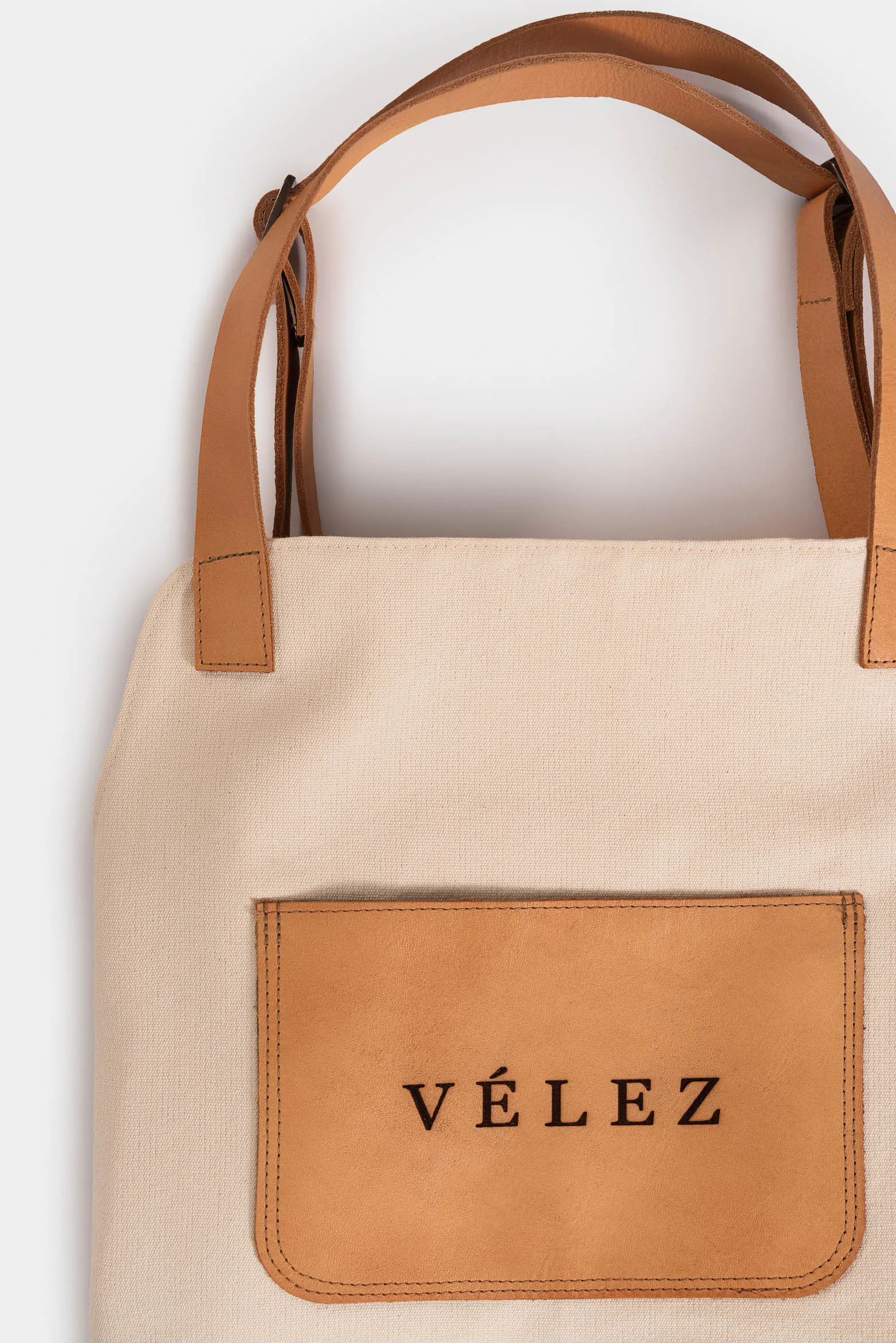 Delantal largo Bourbon de tela y cuero Café Vélez