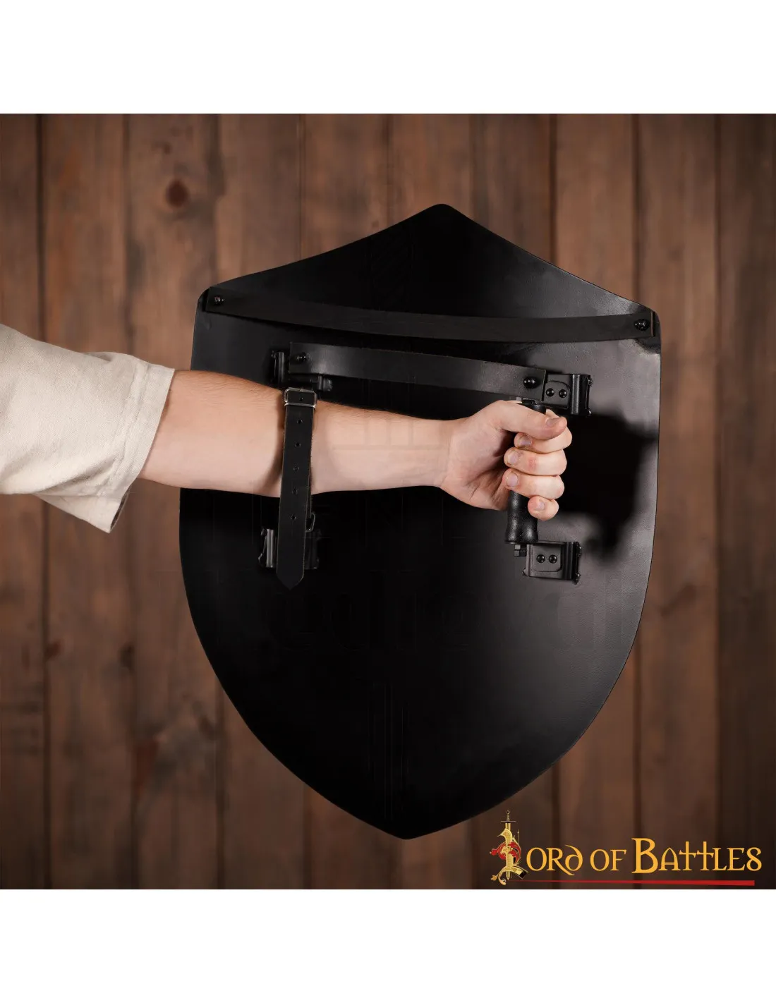Escudo medieval negro liso, para personalizar