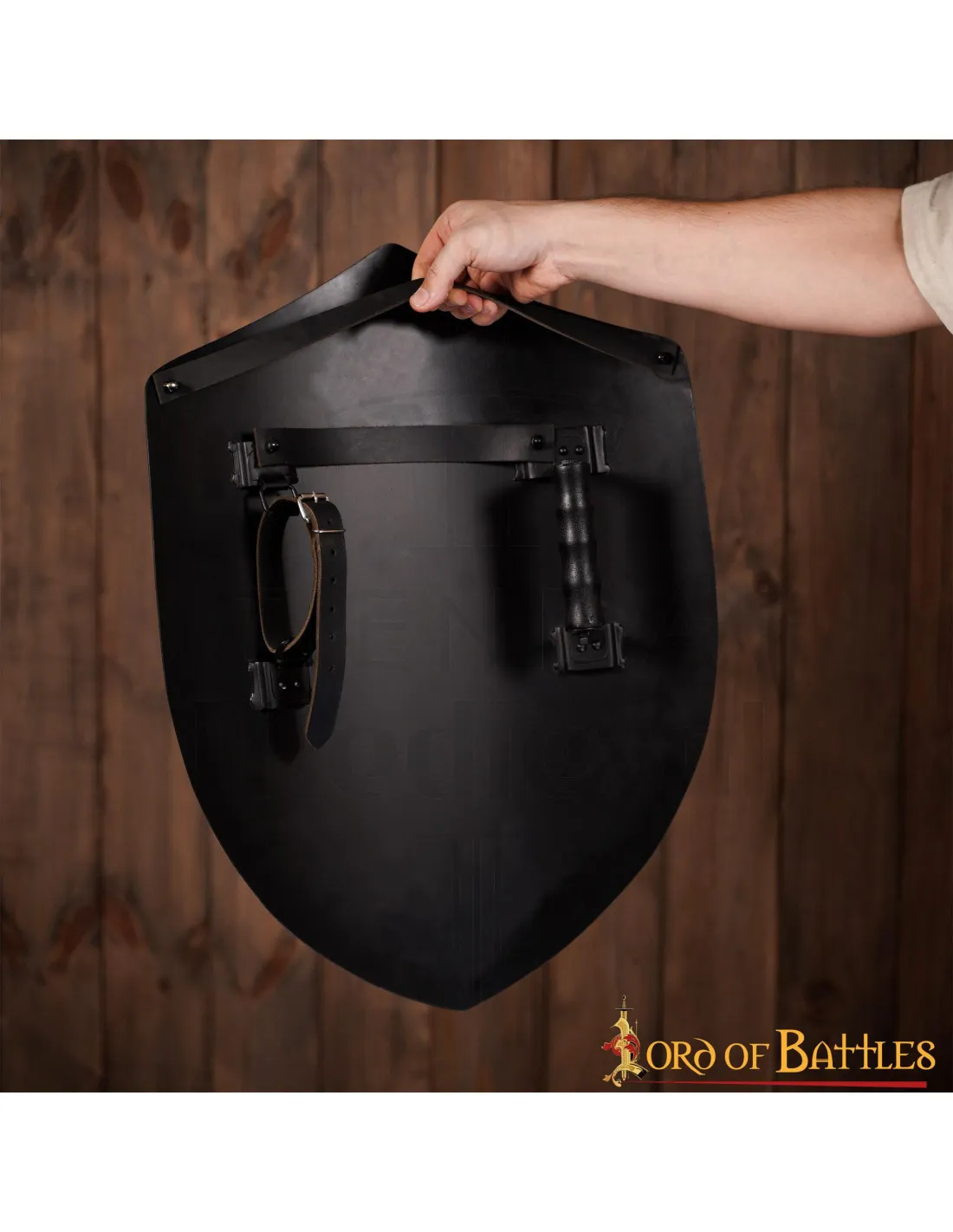 Escudo medieval negro liso, para personalizar