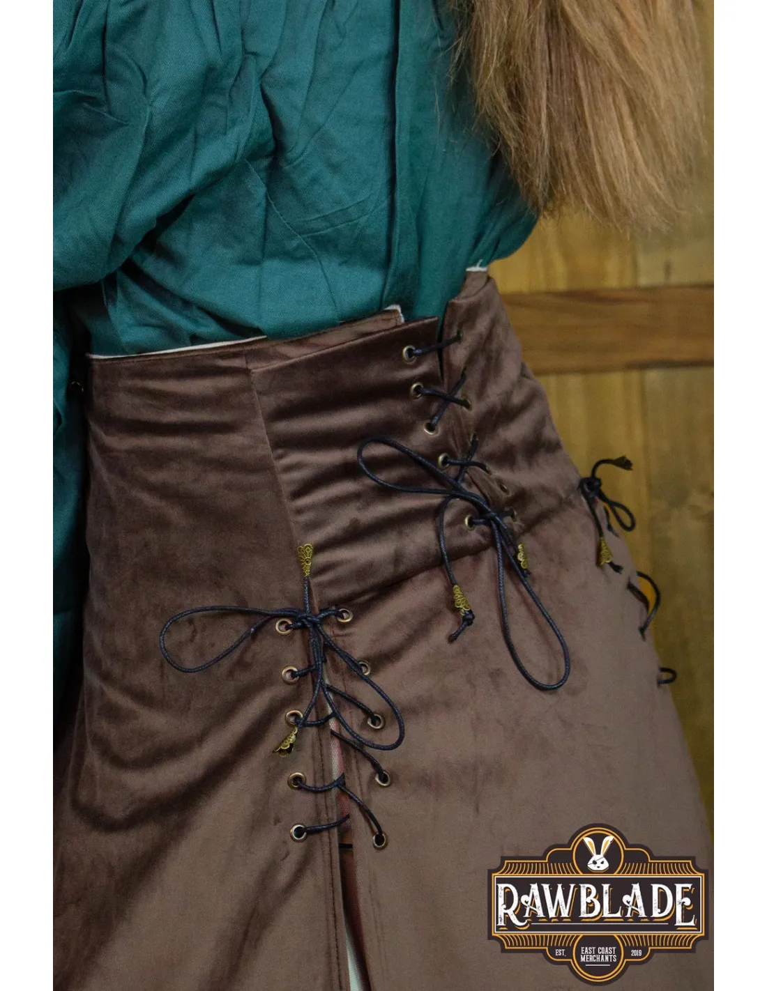 FALDA MEDIEVAL DOBLE ISABELA, DELUXE  MARRóN