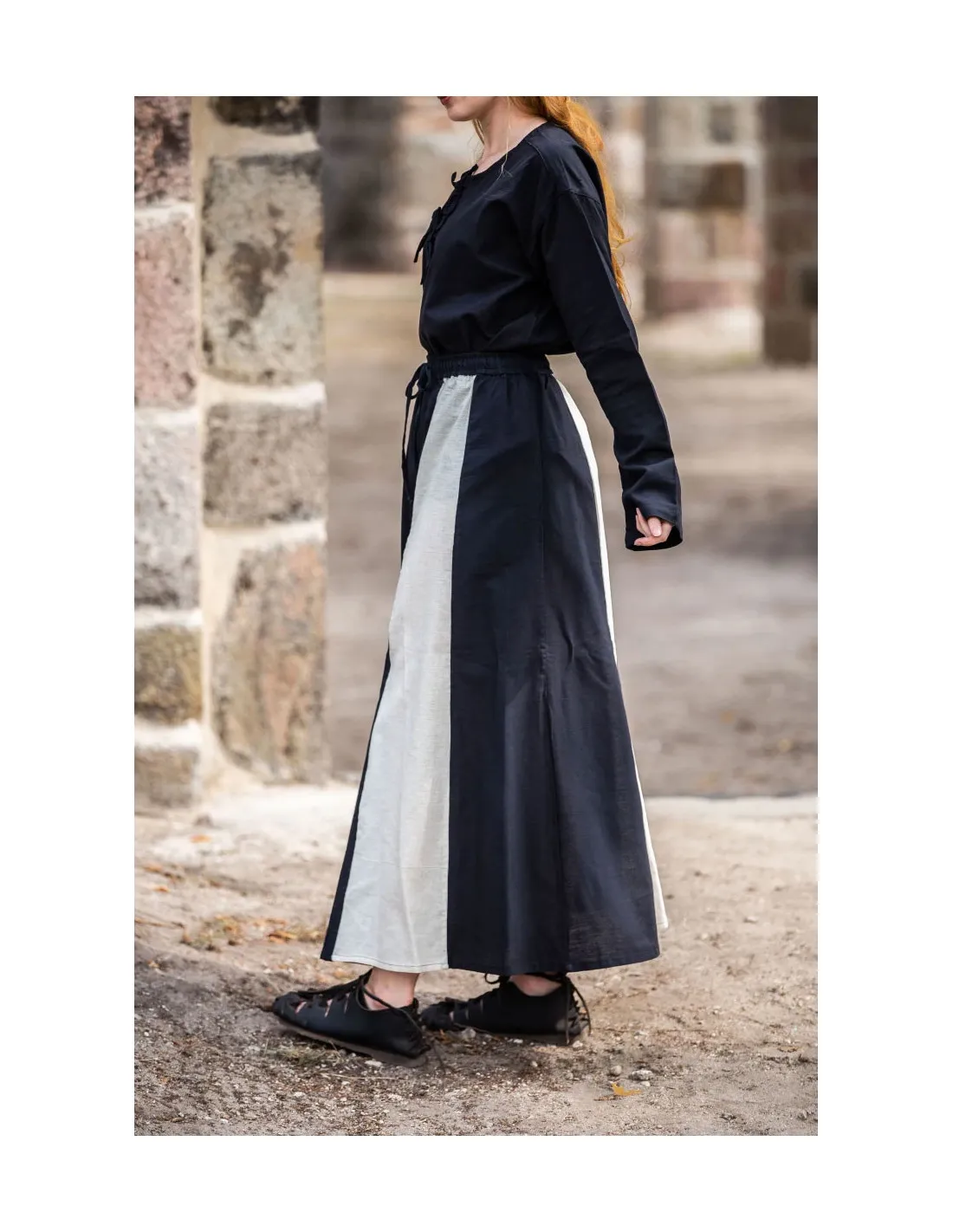 FALDA MEDIEVAL MODELO DIANA, NEGROBLANCO