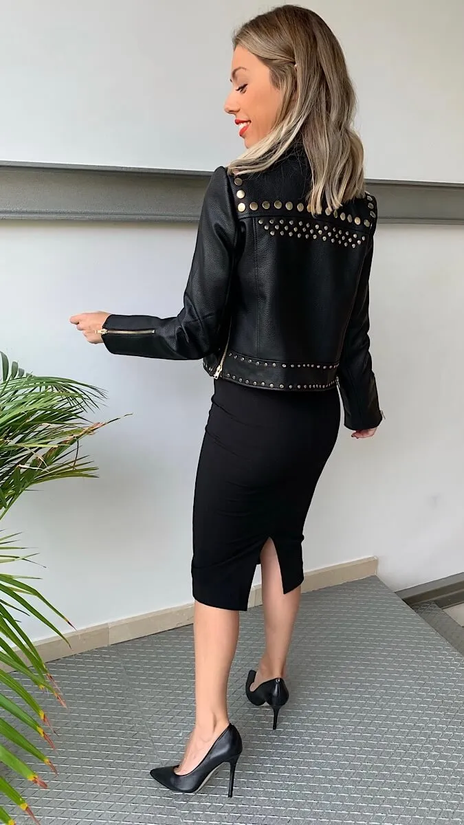 Falda Negra Tachuelas Cintura