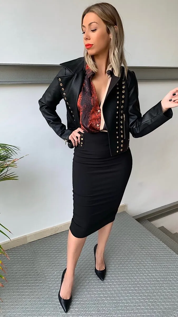 Falda Negra Tachuelas Cintura